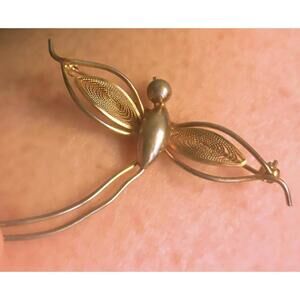 Vintage Gold-Tone Dragonfly Brooch Pin